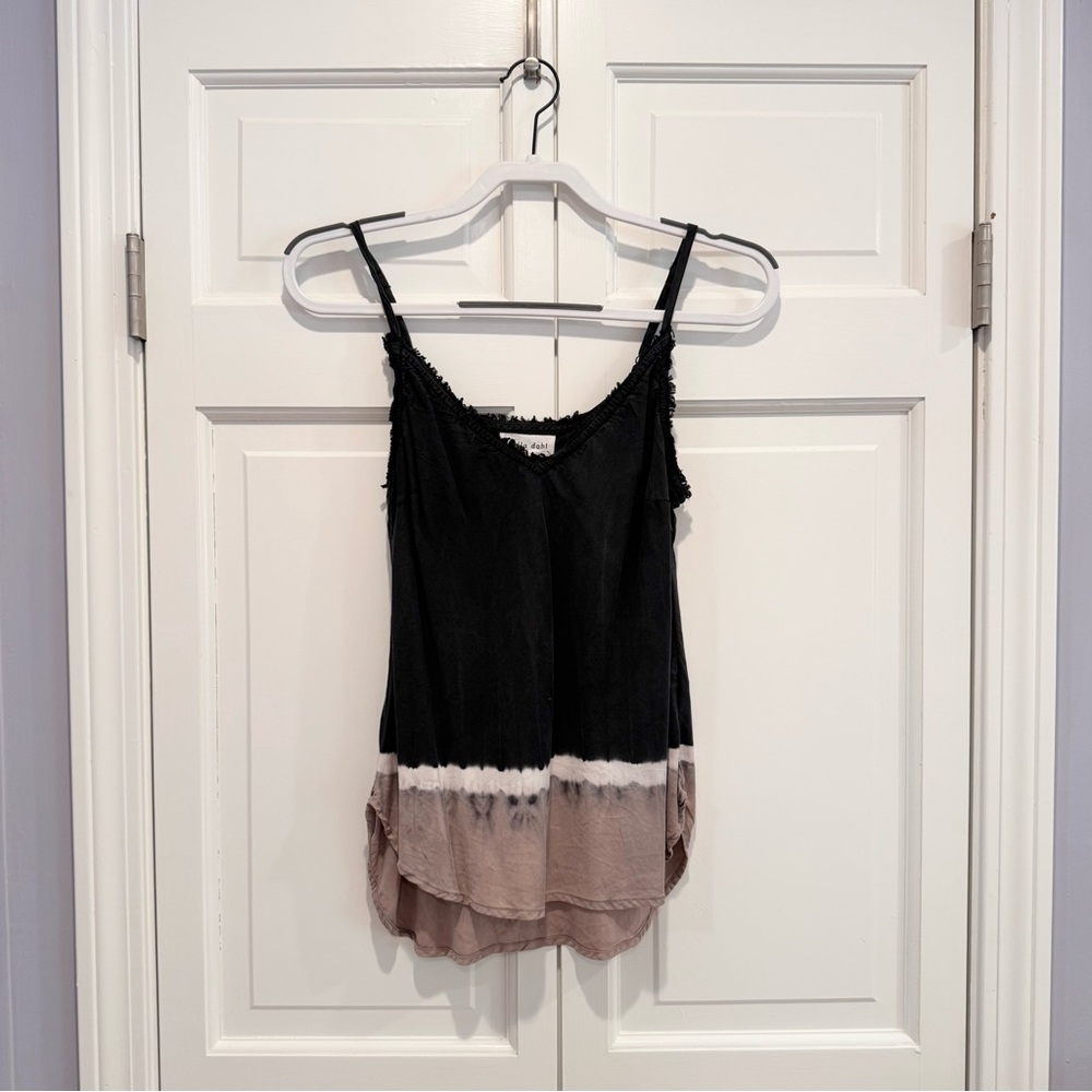 Bella Dahl Black and Brown Tie Dye Tank Top size Small